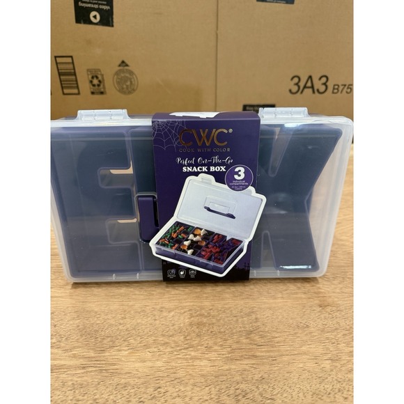 Other - Halloween "EEK" Snack Box 3 Removable Compartments Purple Clear Snap Lid